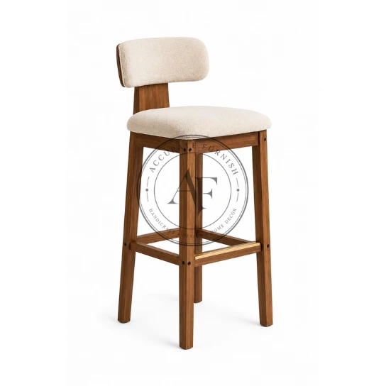 Modern Upholstered Counter Height Bar Stool with Solid Wood Frame