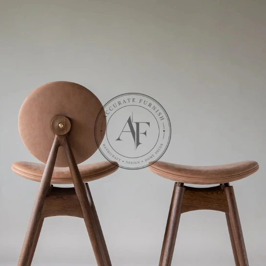 Luxury Upholstered Bar Stool with Solid Wood Frame & Brass Footrest