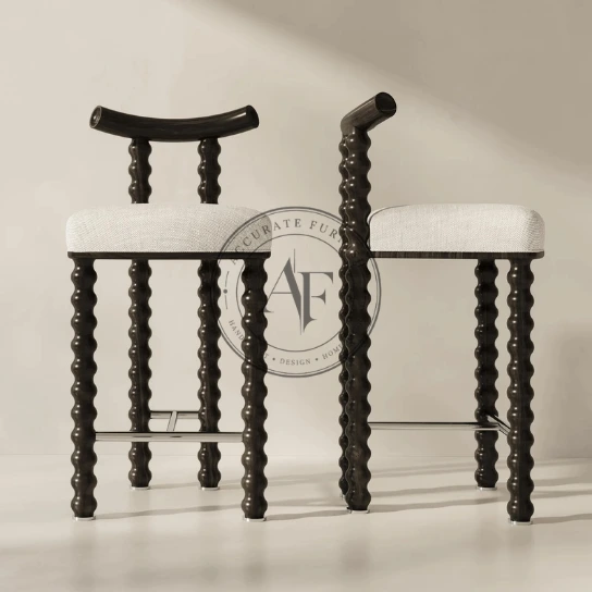 Luxury Bobbin Leg Upholstered Bar Stool with Solid Wood Frame