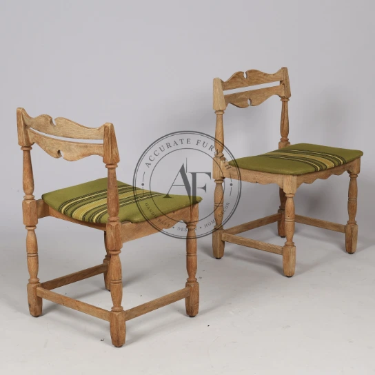 Rustic Farmhouse Wooden Dining Chair with Upholstered Seat