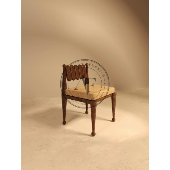 146 Contemporary Sculpted Wooden Accent Chair with Upholstered Seat